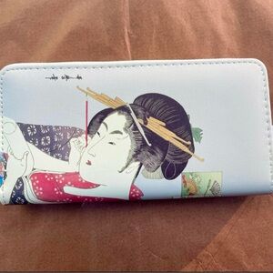 Japanese lady Elegant White and Multicolor Women's wallet